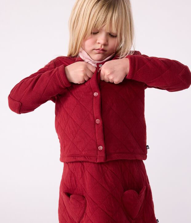 Children's plain cotton cardigan red
