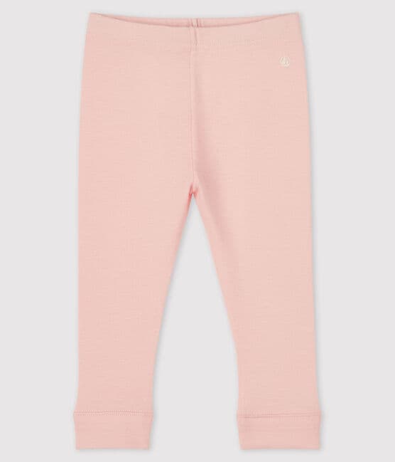 Baby girl's leggings in plain 1x1 rib knit MINOIS pink