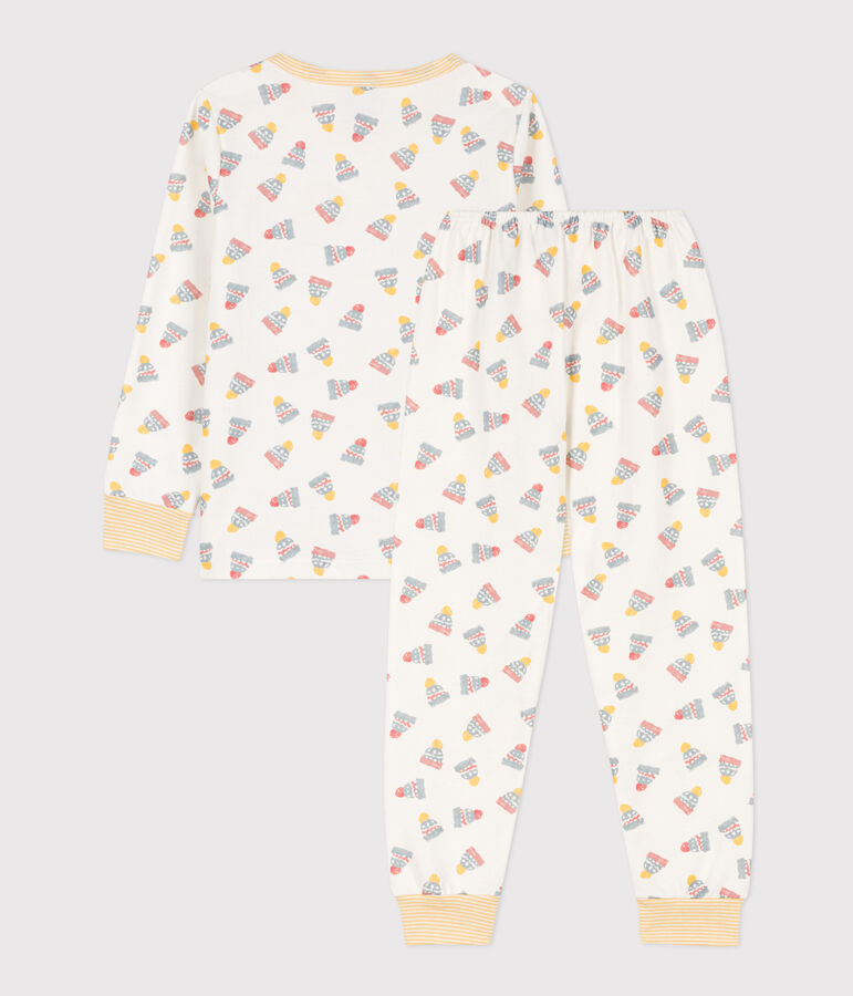 Children's Hat Fleece Pyjamas white/multicolor
