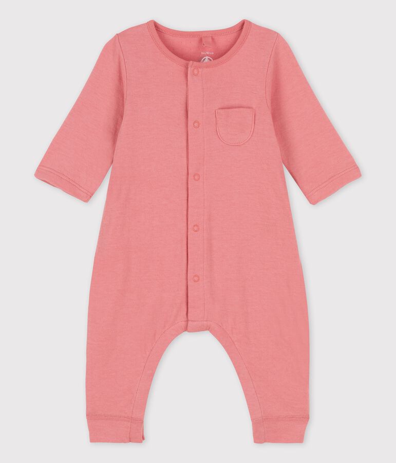 Babies' Plain Organic Tube Knit Long Playsuit pink