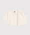 Babies' wool and cotton openwork knit wrapover top white