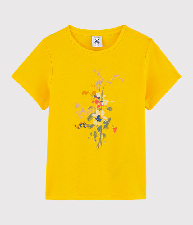Girls' Short-Sleeved Cotton T-Shirt yellow