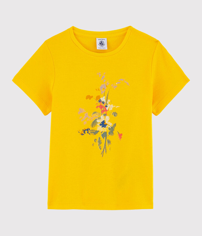 Girls' Short-Sleeved Cotton T-Shirt yellow