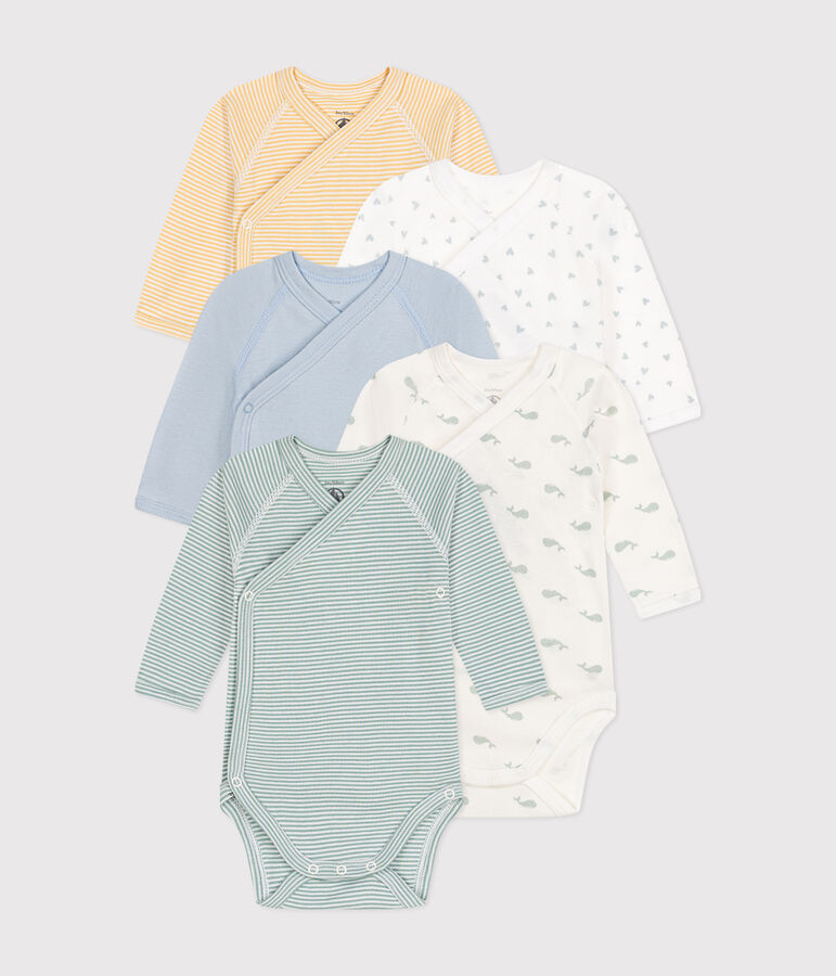Babies' long-sleeved wrapover cotton bodysuits - 5-Pack variante 1