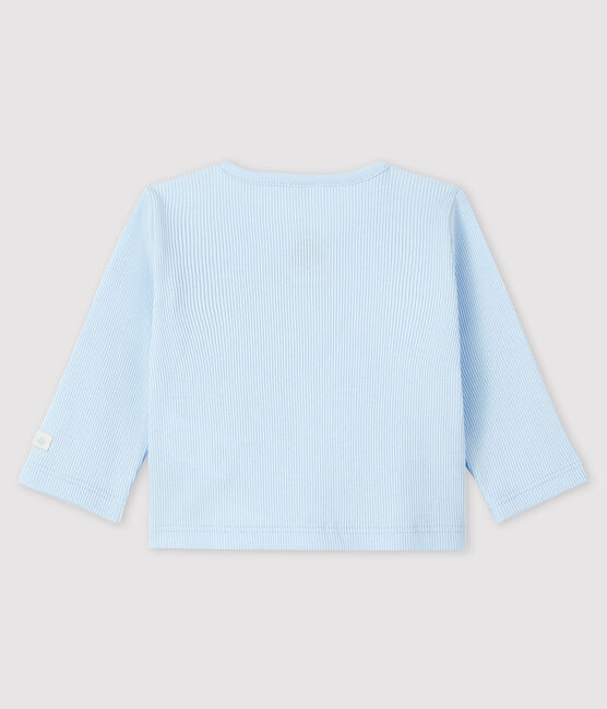 Babies' Organic Cotton 2x2 Rib Knit Cardigan FRAICHEUR blue