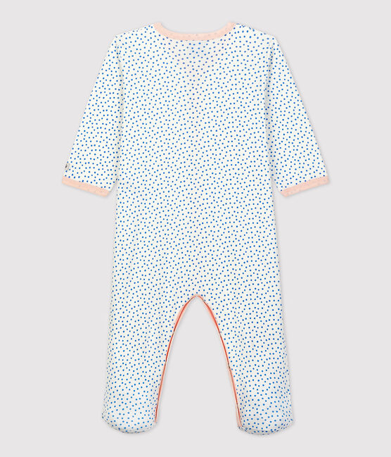 Babies' Organic Cotton Sleepsuit MARSHMALLOW white/BRASIER blue