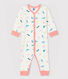 Babies' Footless Kitten Pattern Ribbed Sleepsuit