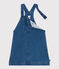 Girls' denim effect fleece dungaree dress BLEU DELAVE blue