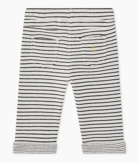 Baby boy's striped pants MARSHMALLOW white/CITY black