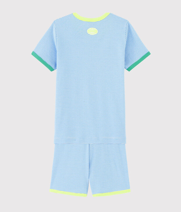 Unisex Ribbed Short Pyjamas blue/white