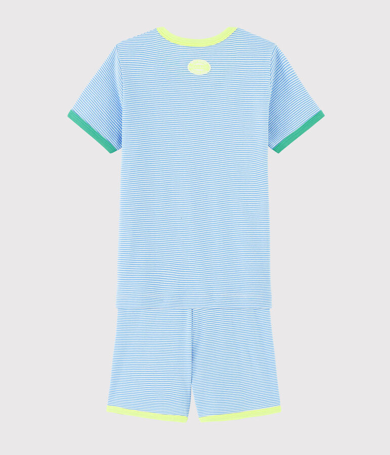 Unisex Ribbed Short Pyjamas blue/white