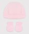 Babies' cotton beanie and mittens set variante 1