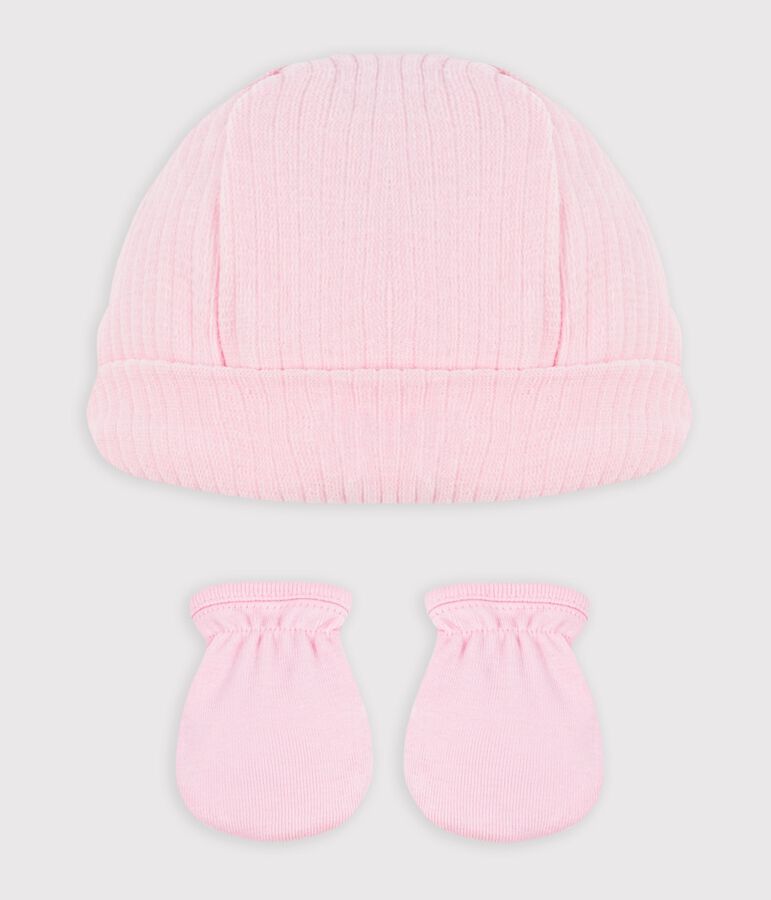 Babies' cotton beanie and mittens set variante 1
