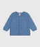 Babies' Openwork Knitted Cotton Cardigan BEACH blue