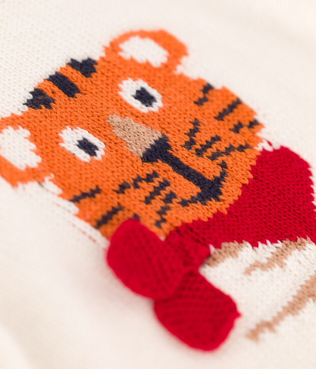 Babies' Wool/Cotton Knitted Jumper white/multicolor