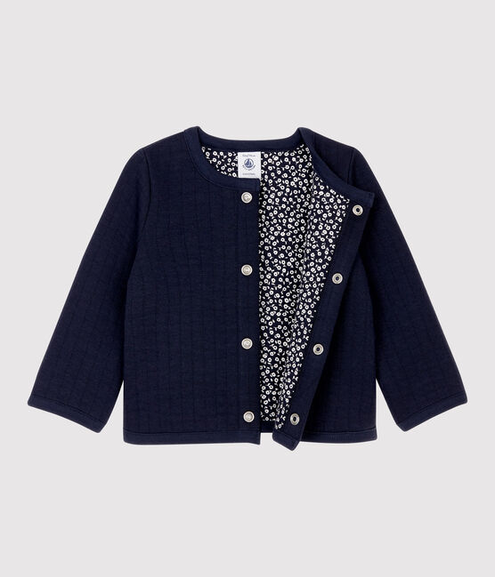 Babies' Quilted Tube Knit Cardigan SMOKING blue