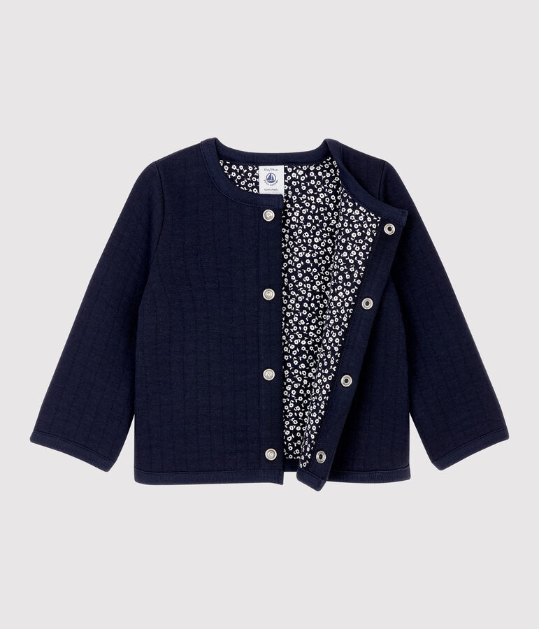 Babies' Quilted Tube Knit Cardigan blue
