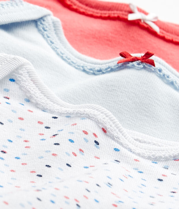 Set of 3 baby girls' short-sleeved bodysuits white