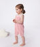 Babies' short stripy cotton jumpsuit MARSHMALLOW red/SPI