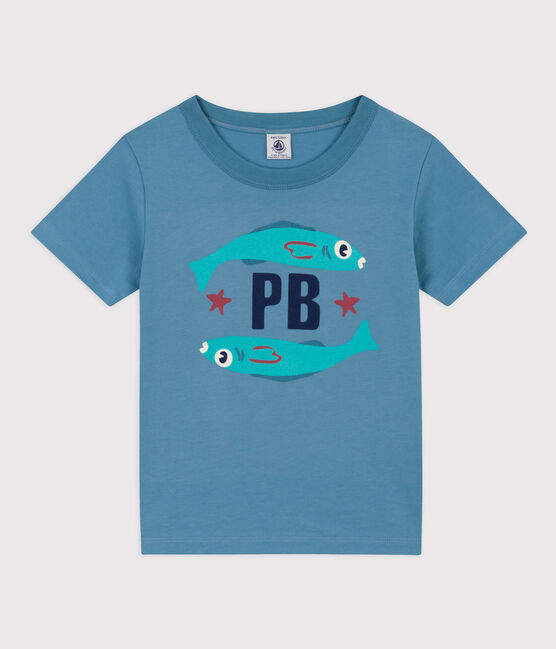 Boys' Short-Sleeved Cotton T-Shirt LAVIS green/VERDE blue