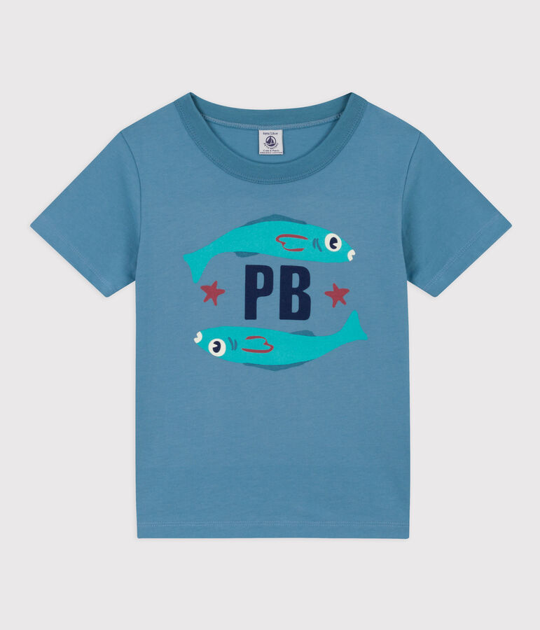Boys' Short-Sleeved Cotton T-Shirt blue/green