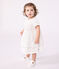 Babies' short-sleeved lightweight cotton dress for special occasions ECUME white/ARGENT
