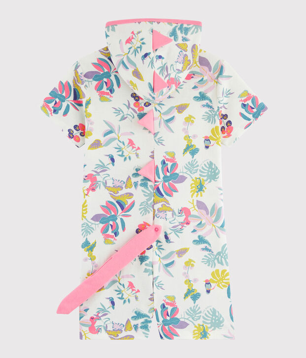 Girls' dinosaur rib knit jumpsuit white/multicolor