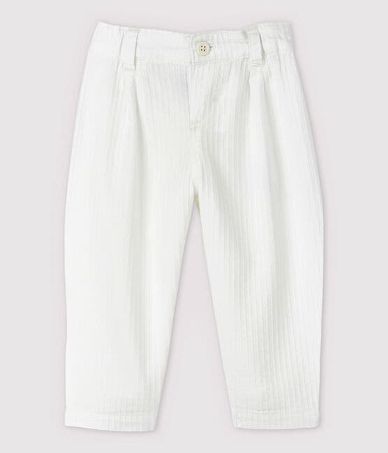 Baby Boys' Stripy Poplin Smart Trousers MARSHMALLOW white