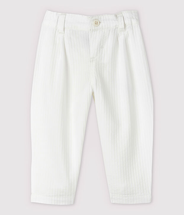 Baby Boys' Stripy Poplin Smart Trousers white