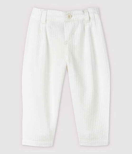 Baby Boys' Stripy Poplin Smart Trousers MARSHMALLOW white