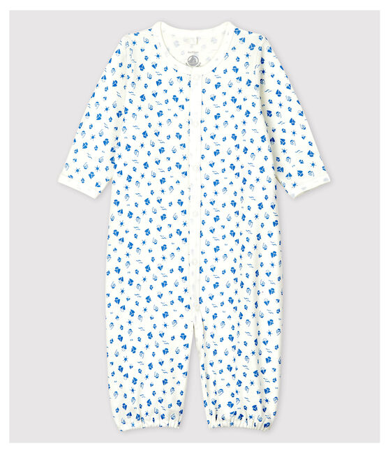 Babies' Starry Organic Cotton Jumpsuit/Sleeping Bag MARSHMALLOW white/GRIS grey
