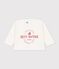Babies' long-sleeved plain cotton T-shirt with a little motif MILK