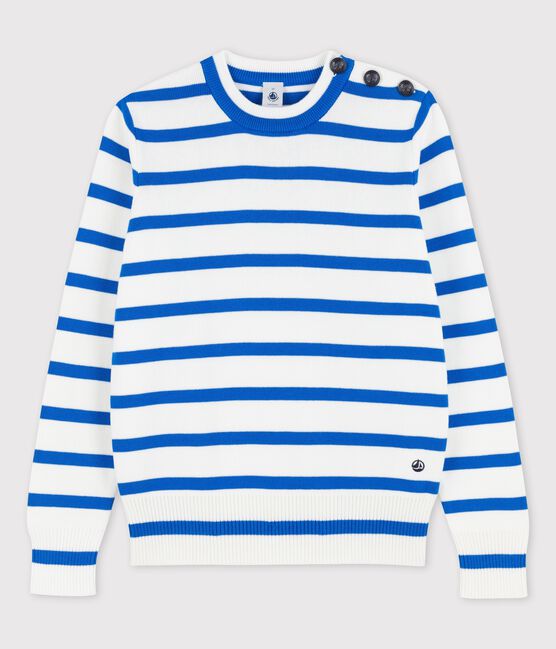 Women's Navy Cotton Jumper MARSHMALLOW white/DELFT blue