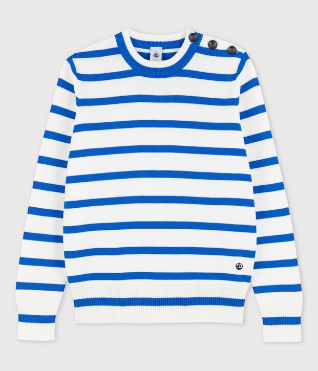 Women's Navy Cotton Jumper white/blue