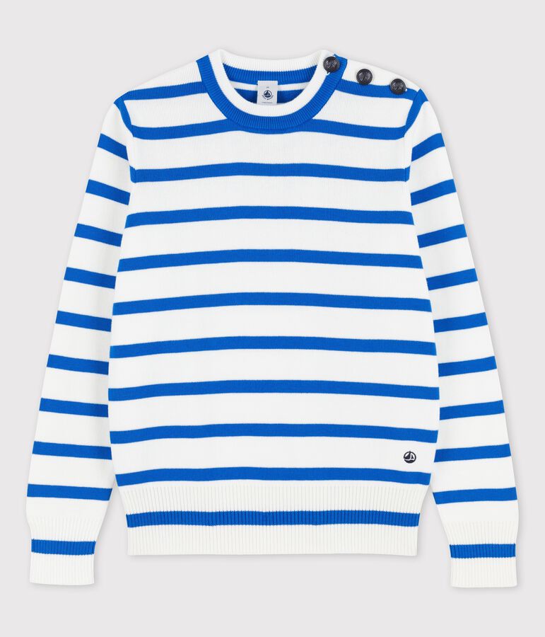 Women's Navy Cotton Jumper MARSHMALLOW white/DELFT blue