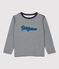 Boys' Long-Sleeved Tube Knit T-Shirt SMOKING blue/MARSHMALLOW white