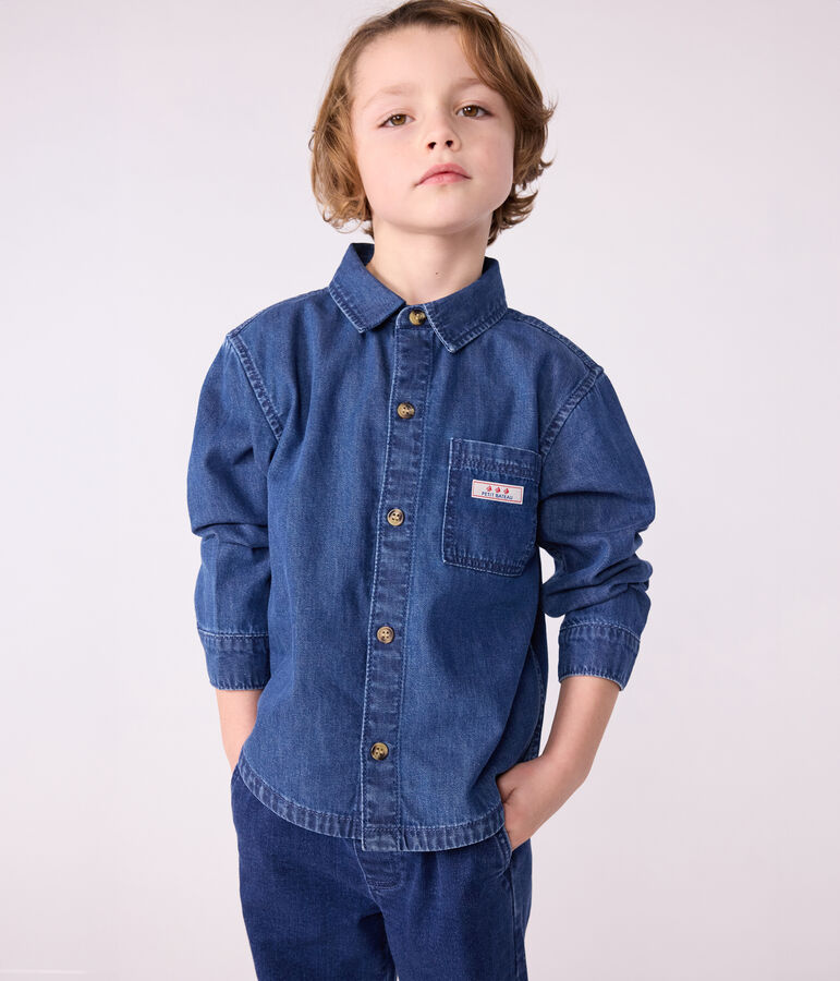 Children's plain denim shirt blue