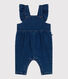 Babies' dungarees with ruffles and long legs, made in denim with elastane