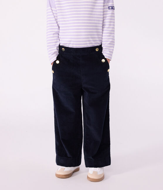 Children's plain corduroy trousers SMOKING blue