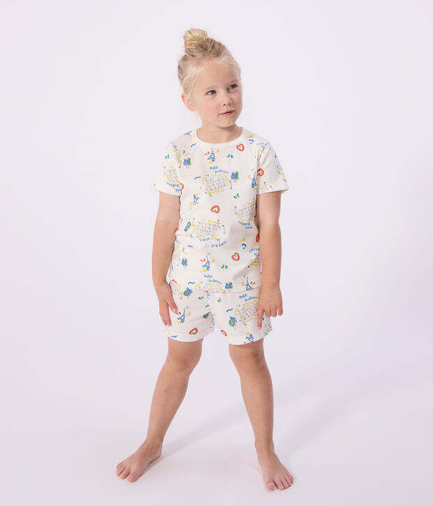 Children's short Opera print cotton pyjamas white/multicolor