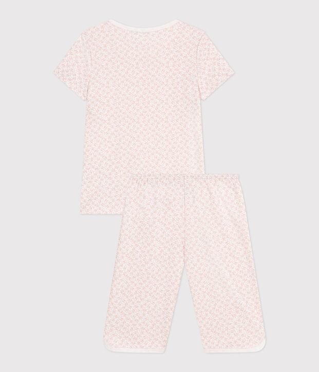 Children's floral print cotton capri pyjamas white/pink