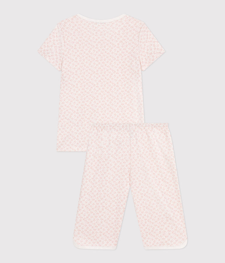 Children's floral print cotton capri pyjamas white/pink