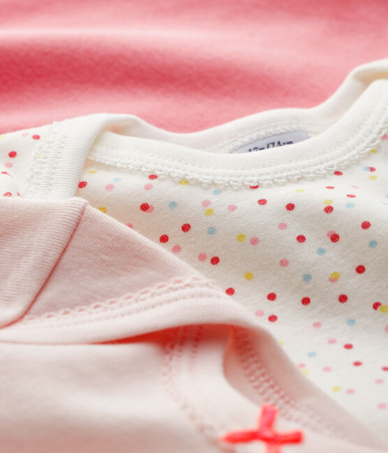 Baby Girls' Pink Short-Sleeved Organic Cotton Bodysuits - 3-Pack variante 1