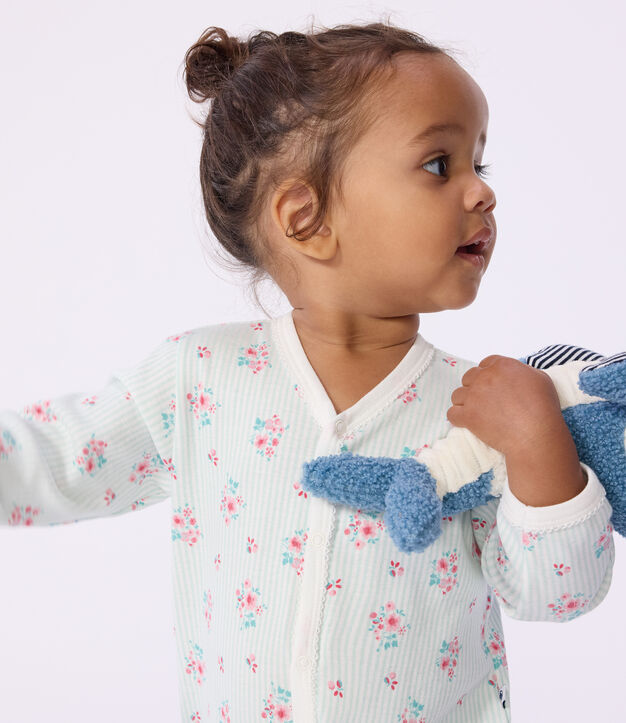 Babies' floral print cotton pyjamas white/multicolor