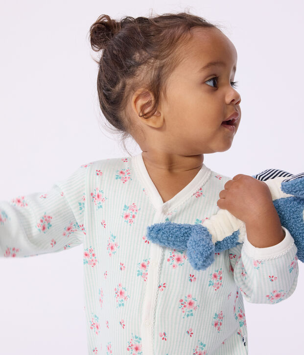 Babies' floral print cotton pyjamas white/multicolor