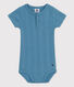 Babies' Short-Sleeved Cotton Bodysuit With Henley Neck