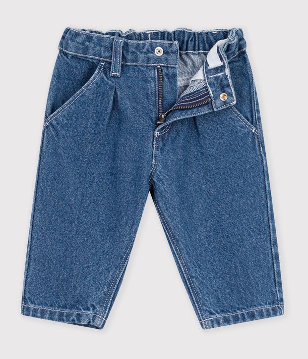 Babies' plain denim trousers blue