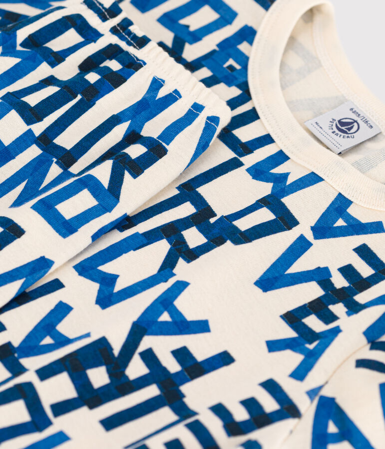 Children's Blue Words Unisex Cotton Pyjamas AVALANCHE white/MULTICO