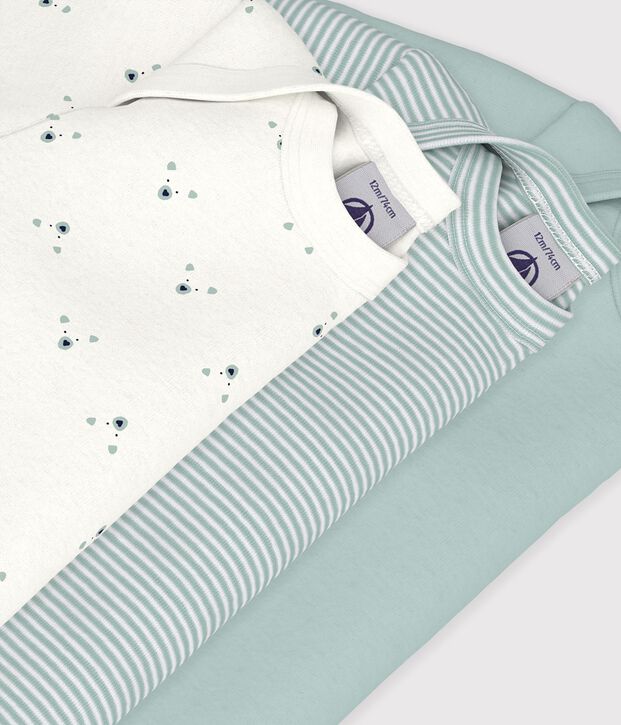 Pack of long-sleeved bear-print cotton bodies for babies multicolor