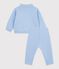 Babies' sweatshirt and trousers set in plain cotton FLO blue